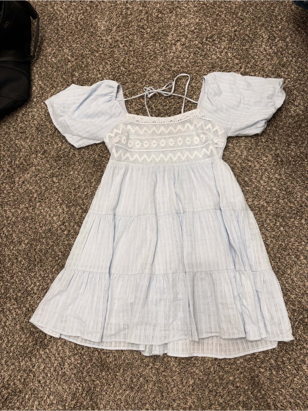 Pinkblush Maternity Light Blue Puff Sleeve Mini Dress